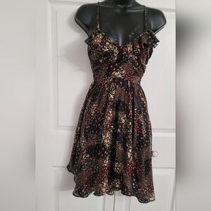 Ark & Co Black Dress with Floral Accents Whimsical Fairy Sexy Fem